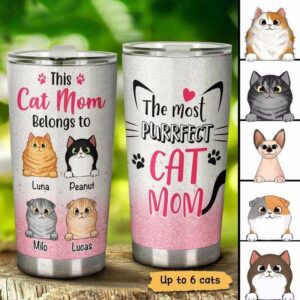 Tumbler Cat Mom Fluffy Cat Personalized Tumbler 20oz