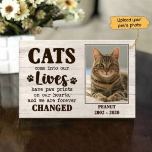 Wood Print Cats Have Paw Prints On Our Heart Decorative Personalized Cat Memorial Decorative Wood Print 12"x8" - BEST SELLER
