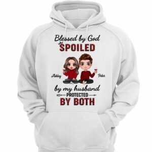 Hoodie & Sweatshirts Blessed By God Doll Couple Valentine‘s Day Gift Personalized Hoodie Sweatshirt Hoodie / White Hoodie / S