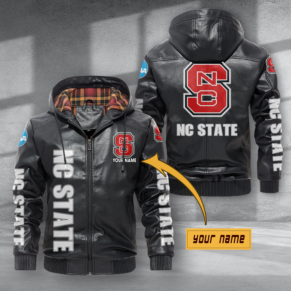 NC State Wolfpack Hooded Leather Jacket Football Leather Jacket