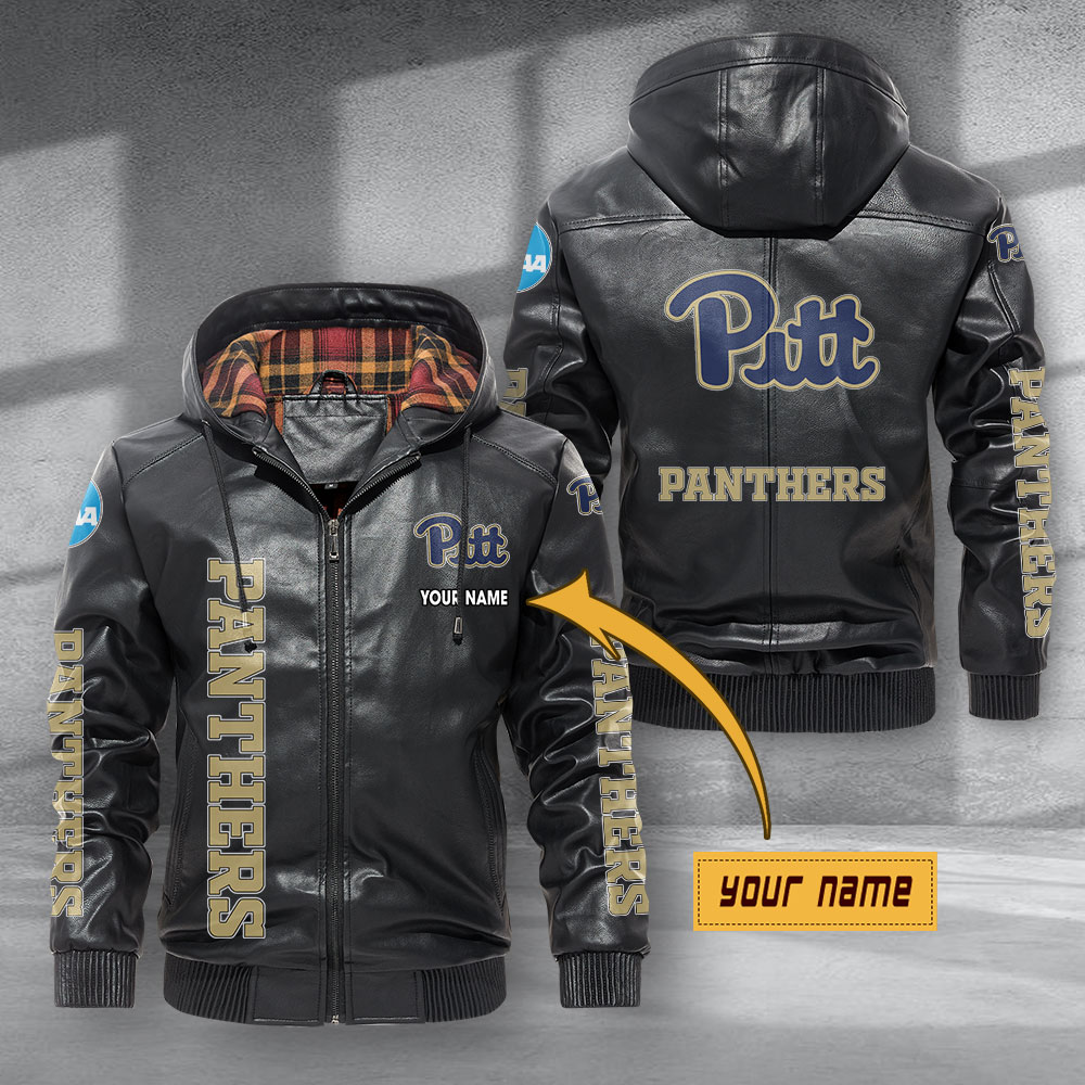 Pittsburgh Panthers Hooded Leather Jacket Football Leather Jacket